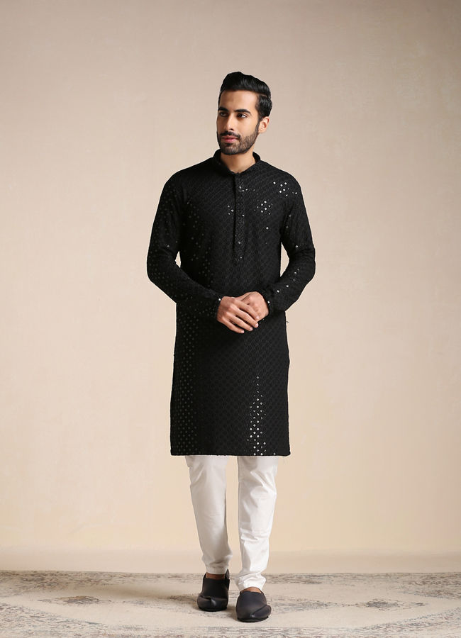 Black Chikankari Kurta Set image number 1